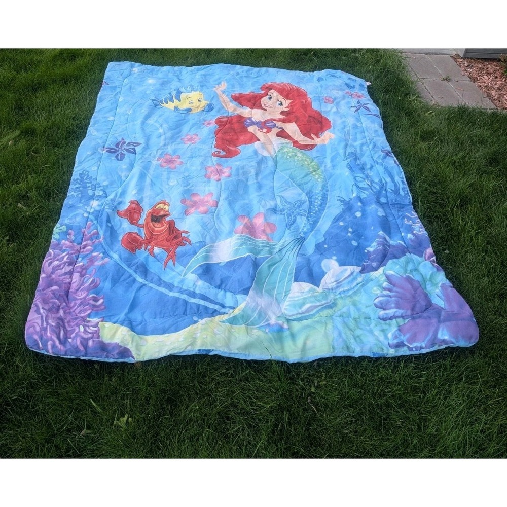 Vintage Disney Little Mermaid Comforter Ariel Twin Reversible Y2K Bedding Blue
